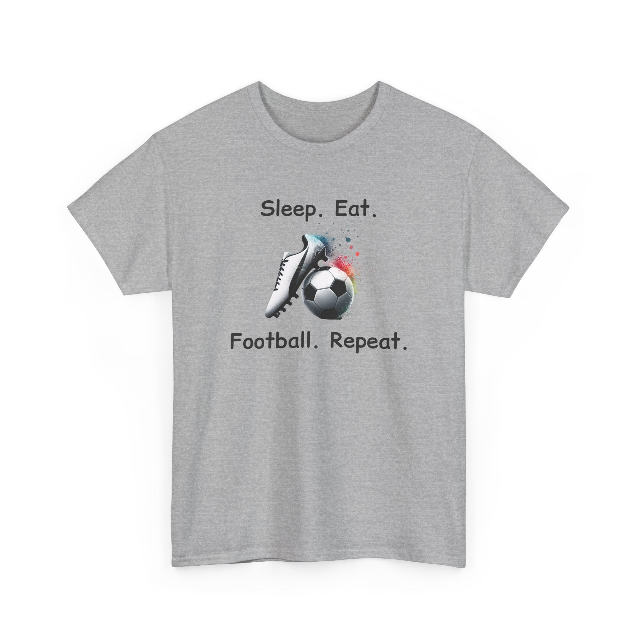 Football Soccer T-Shirt — "Sleep. Eat. Football. Repeat." Youth & Adult Crew Tee