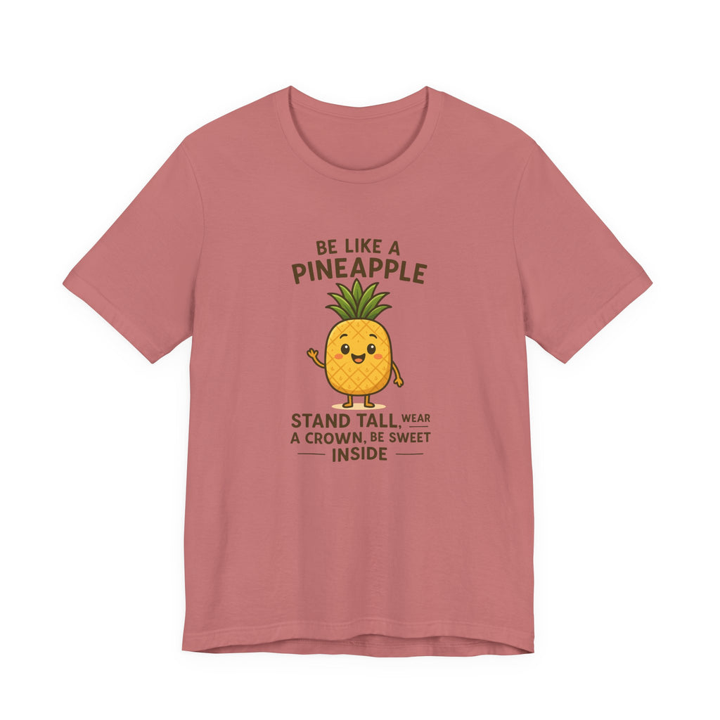 Pineapple Inspirational Tee – "Be Like a Pineapple: Stand Tall, Wear a Crown, Be Sweet Inside"