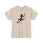 Soccer Player Silhouette Tee — Dynamic Kick Football T-Shirt