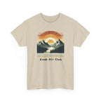 Fresh Air Club Mountain Sunset T-Shirt — Retro Outdoor Adventure Tee