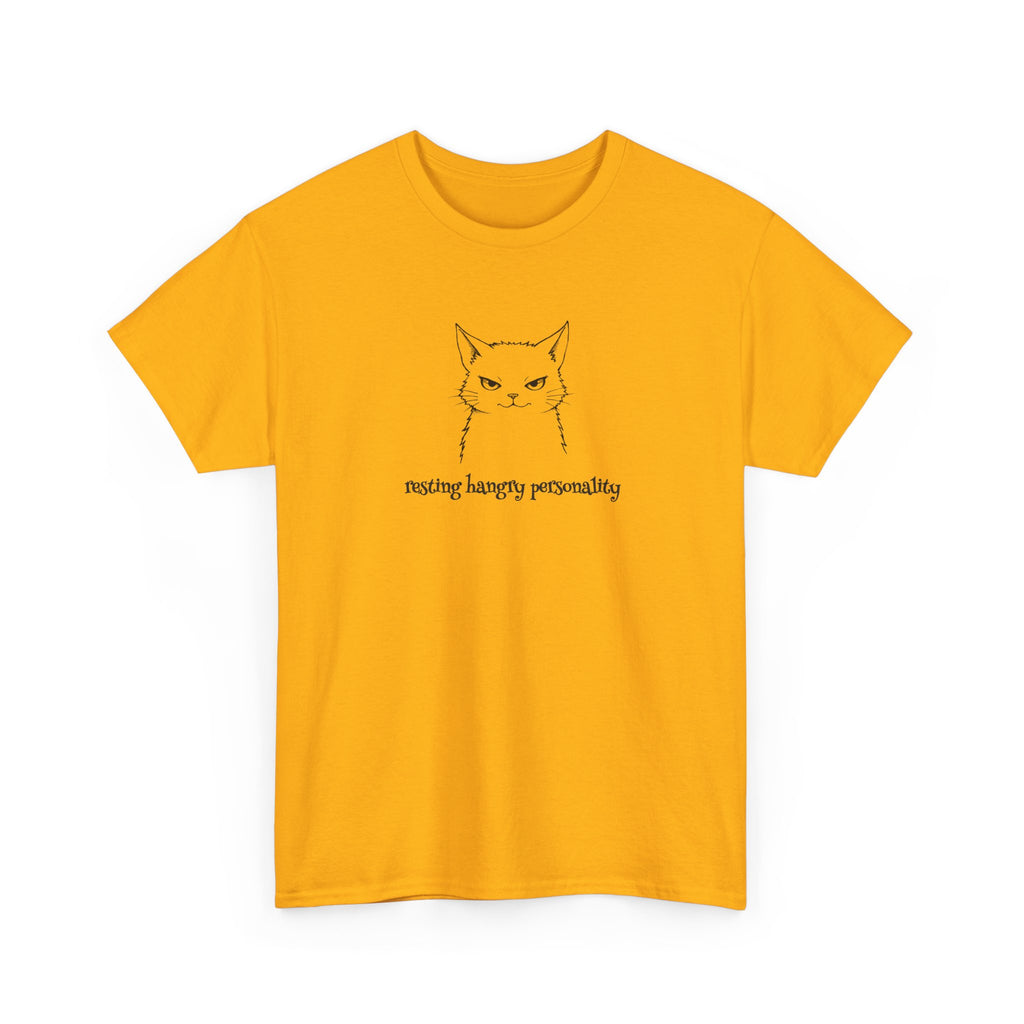 Funny Cat Face T-Shirt — 'Resting Hangry Personality' Minimalist Graphic Tee