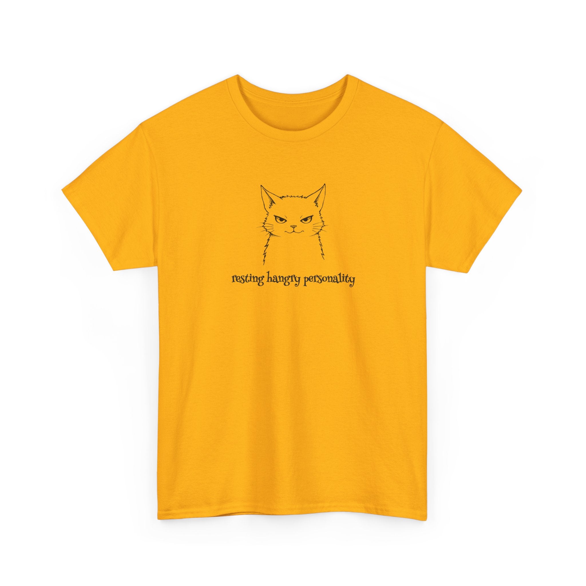 Funny Cat Face T-Shirt — 'Resting Hangry Personality' Minimalist Graphic Tee