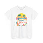 Hello Summer T-Shirt — Tropical Beach Palm Tree Graphic Tee
