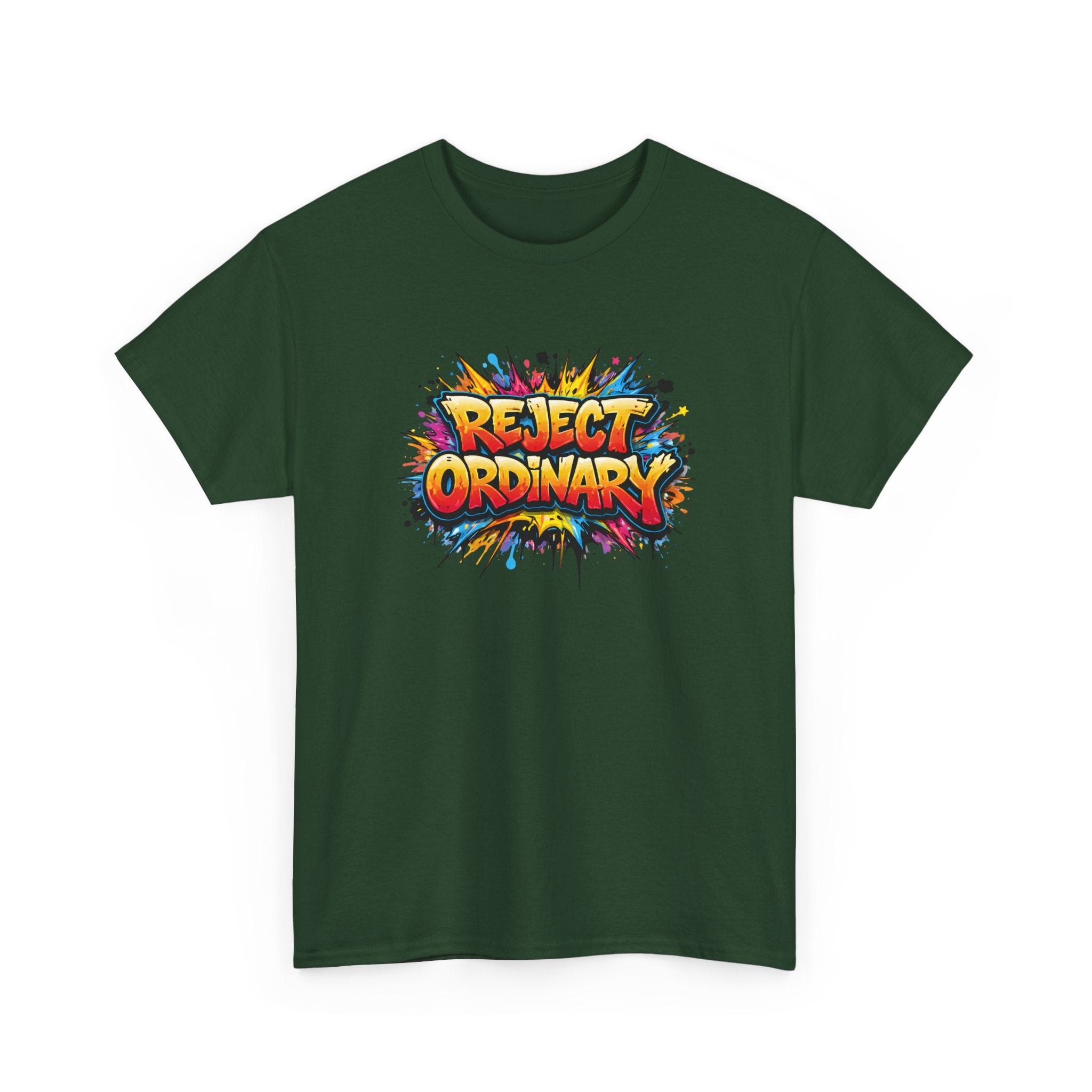 Reject Ordinary T-Shirt — Bold Colorful Graphic Tee for Creative Rebels