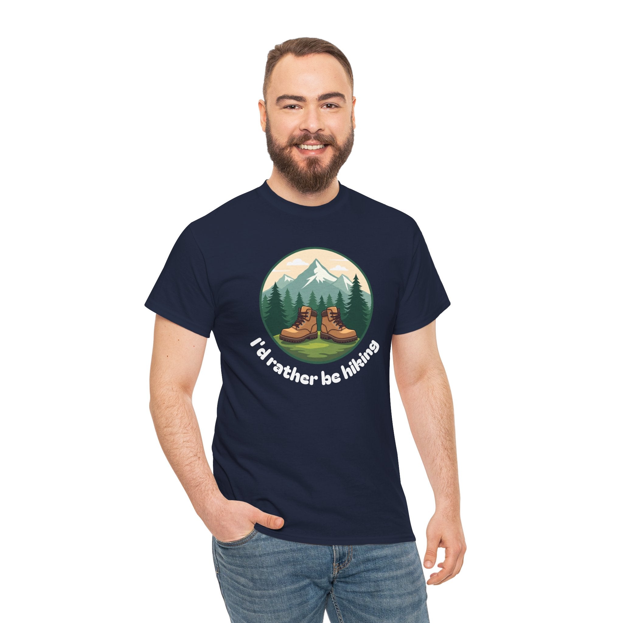 Hiking T-Shirt — 'I'd Rather Be Hiking' Mountain & Camping Graphic Tee