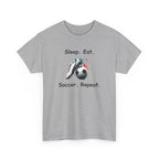 Soccer T-Shirt — "Sleep. Eat. Soccer. Repeat." Youth & Adult Crew Tee