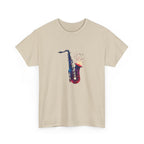 Saxophone Watercolor Tee — Artistic Jazz Instrument Shirt