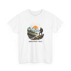 Hiking Graphic Tee — "Mental Health Greater Than Miles" Mountain Sunset Shirt