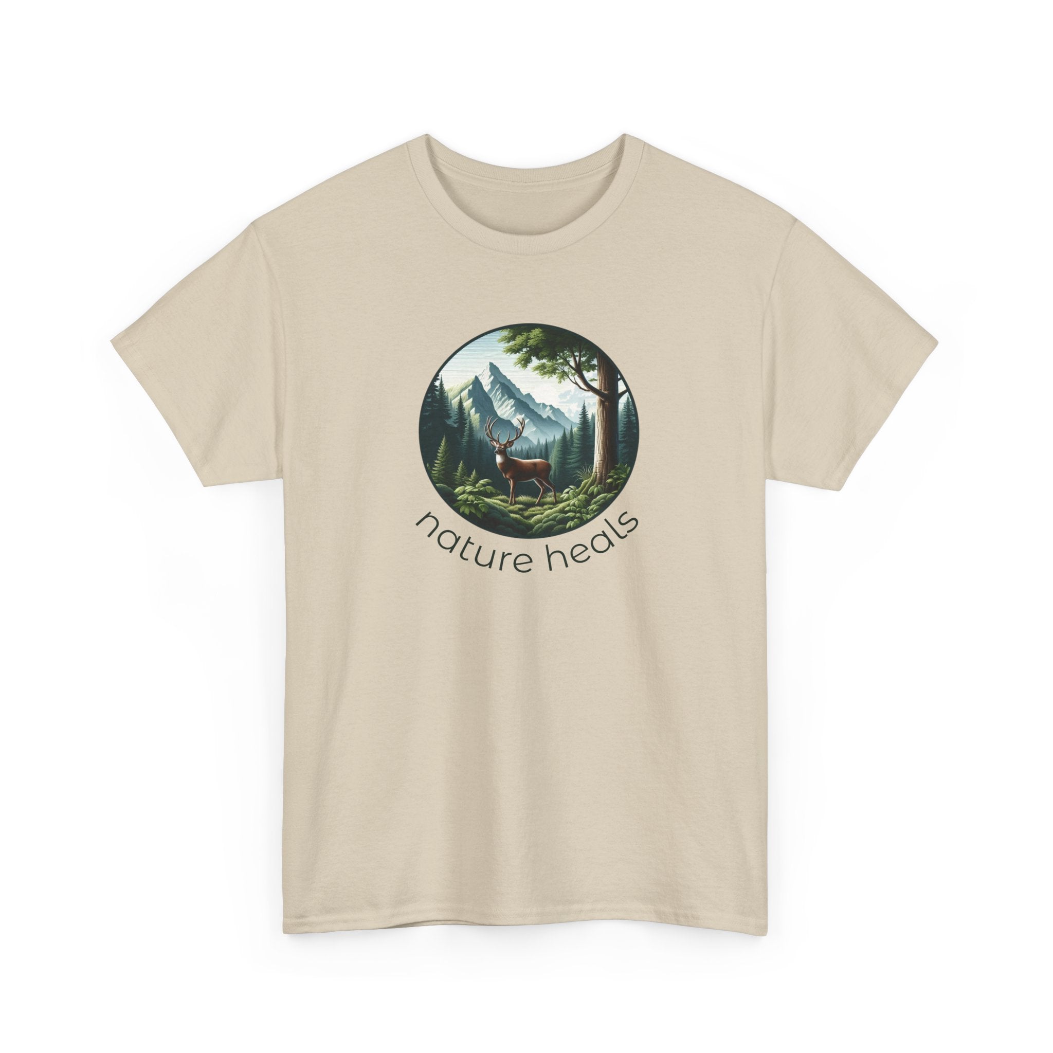 Nature Heals T-Shirt — Scenic Mountain Forest Graphic Tee