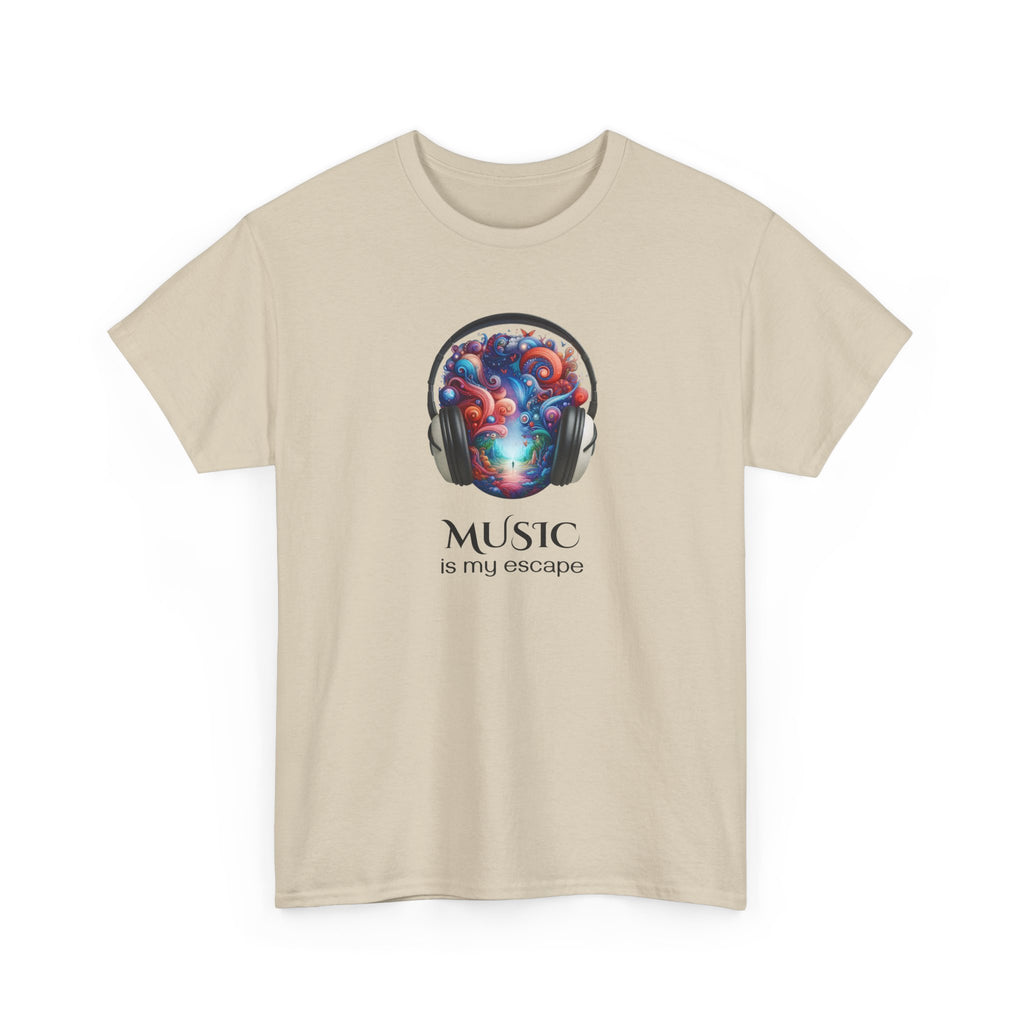 Music Is My Escape T-Shirt — Colorful Headphone Art Tee