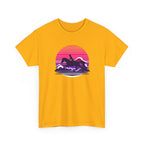 Woman Ride Horse Sunset T-Shirt — Retro Silhouette Beach Vibe Tee