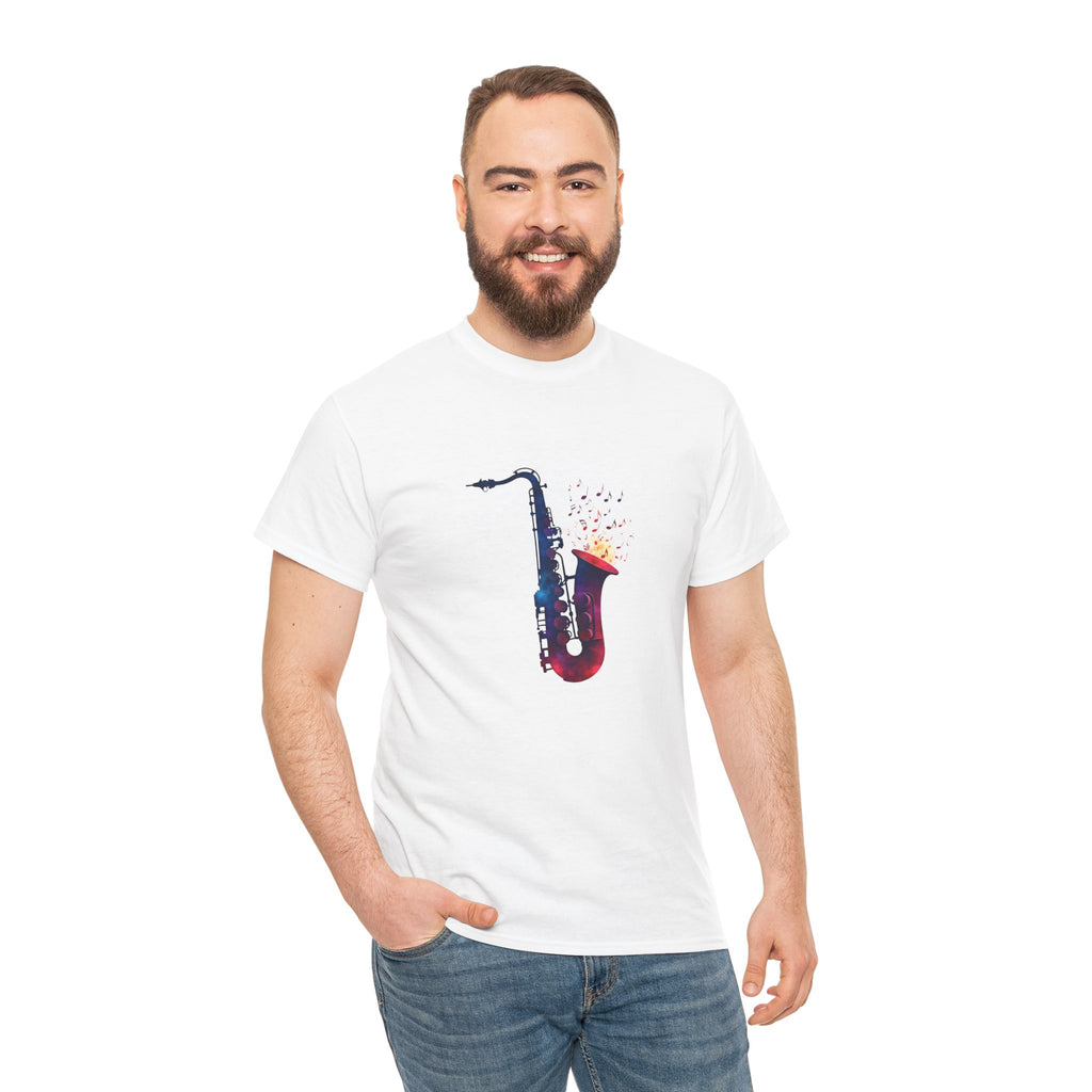 Saxophone Watercolor Tee — Artistic Jazz Instrument Shirt