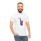 Saxophone Watercolor Tee — Artistic Jazz Instrument Shirt