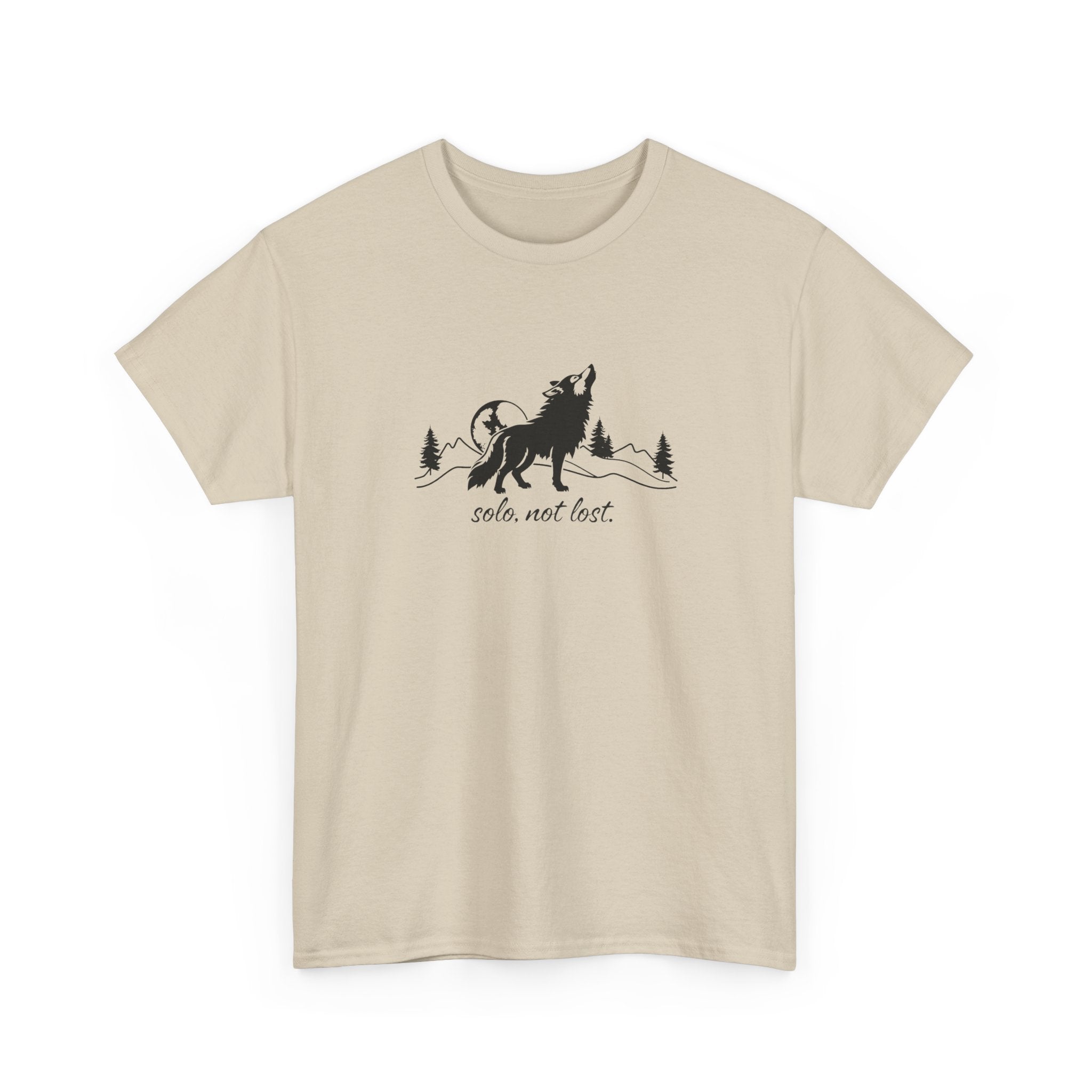 Howling Wolf T-Shirt — 'Solo, Not Lost' Mountain Graphic Tee
