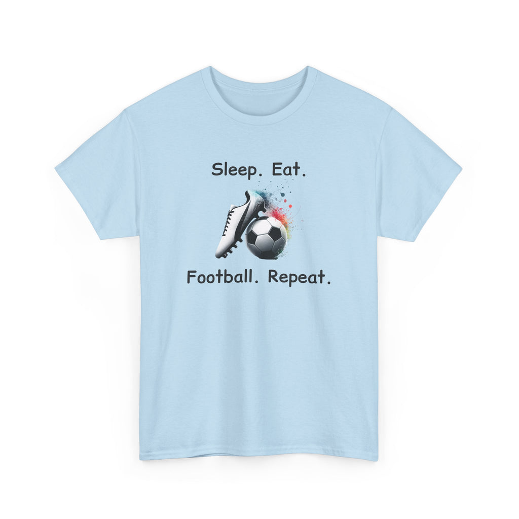 Football Soccer T-Shirt — "Sleep. Eat. Football. Repeat." Youth & Adult Crew Tee