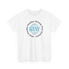 T shirt with the words stay humble, positive, strong, true, grateful, kind.