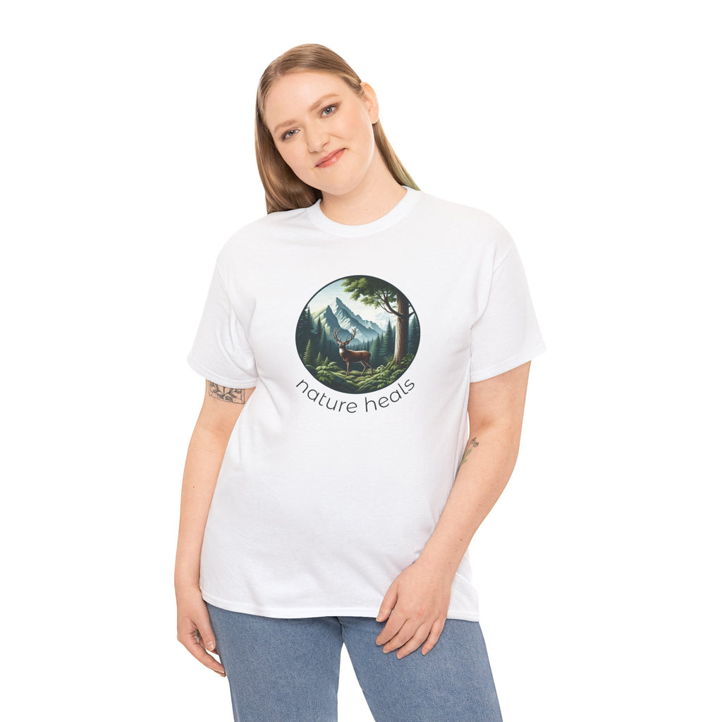 Nature Heals T-Shirt — Scenic Mountain Forest Graphic Tee