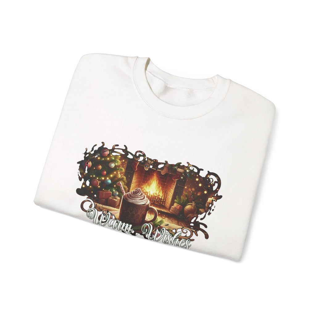Christmas Fireplace Sweatshirt – Cozy Holiday Crewneck with Hot Cocoa & Tree