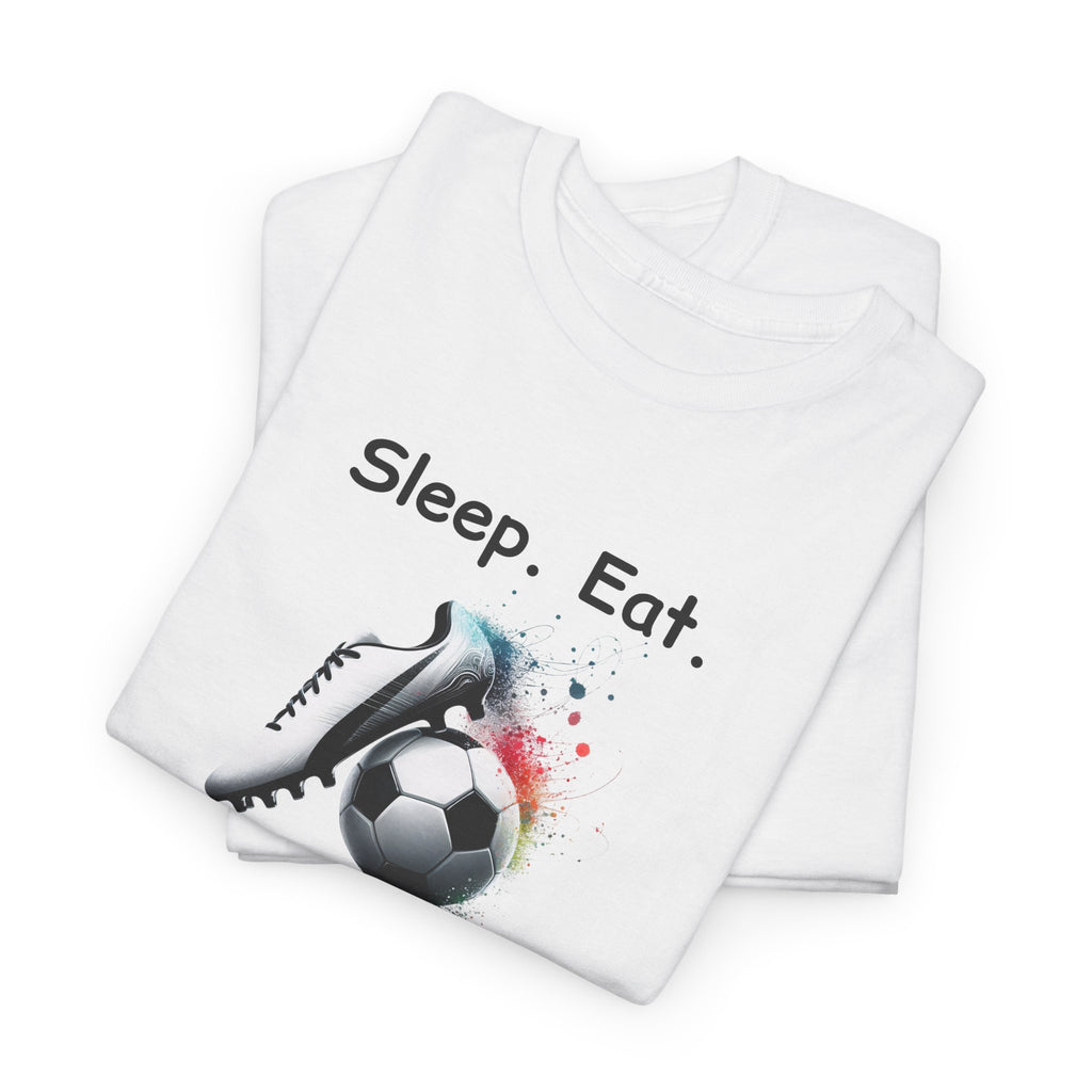 Soccer T-Shirt — "Sleep. Eat. Soccer. Repeat." Youth & Adult Crew Tee