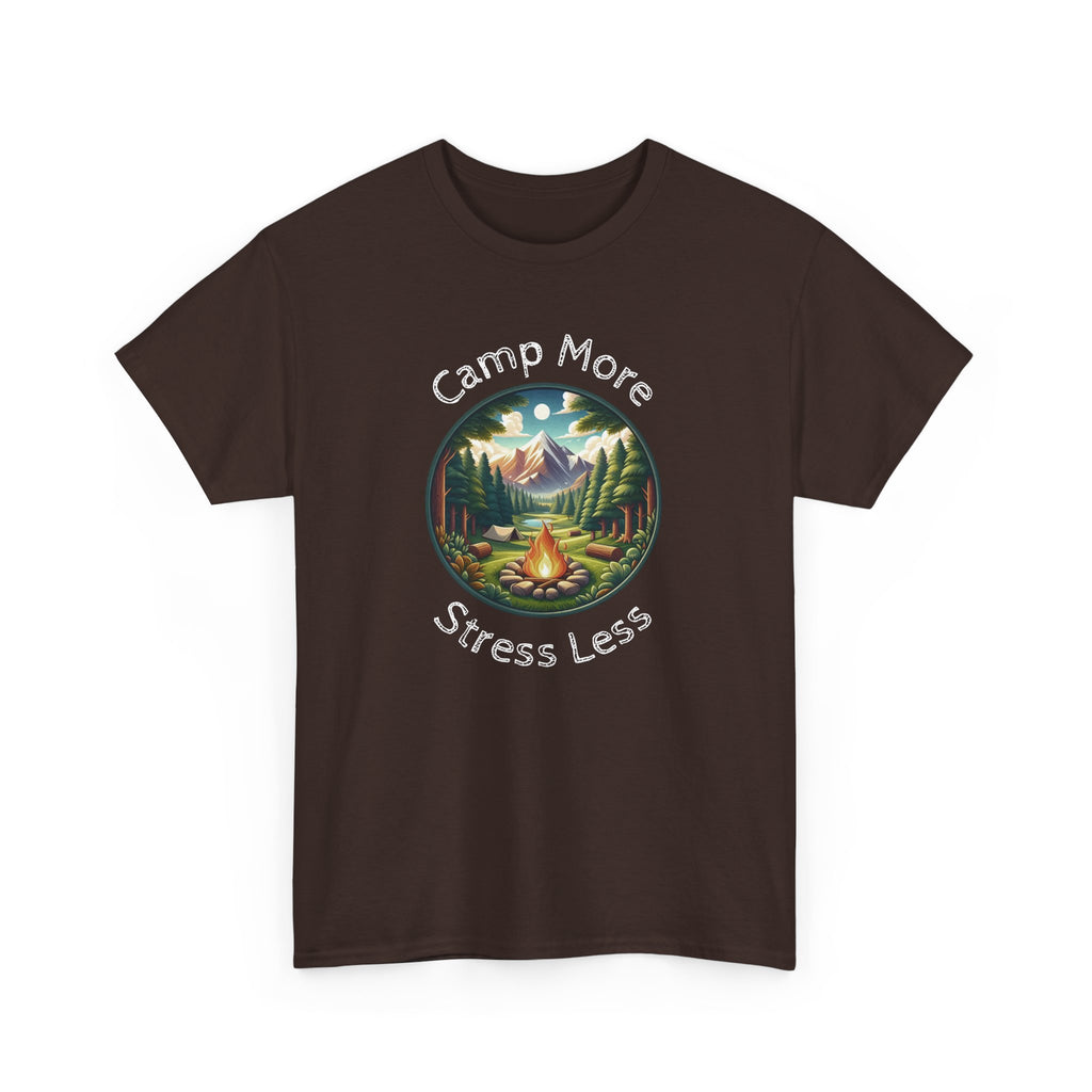 Camp More Stress Less T-Shirt — Outdoor Camping Nature Graphic Tee