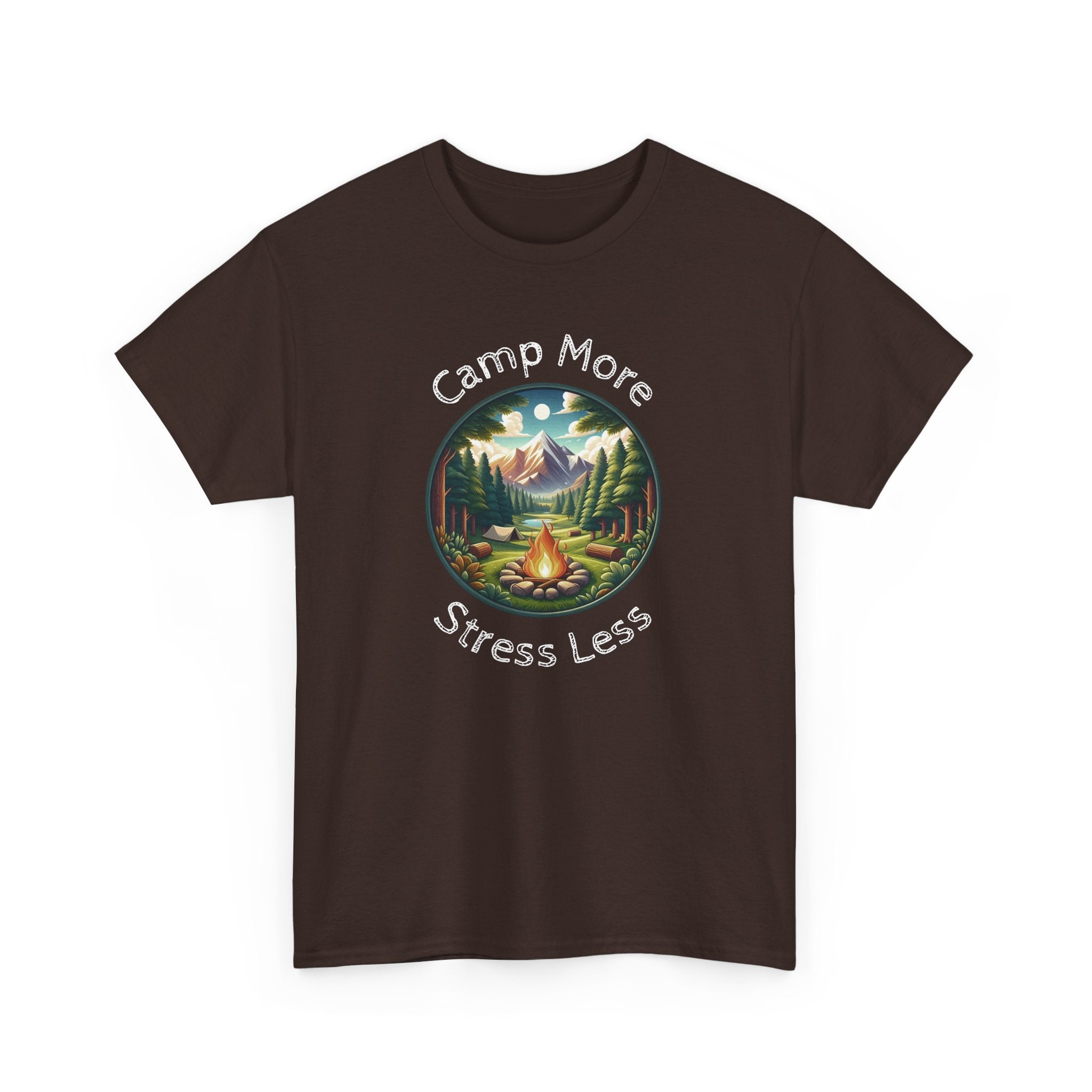Camp More Stress Less T-Shirt — Outdoor Camping Nature Graphic Tee
