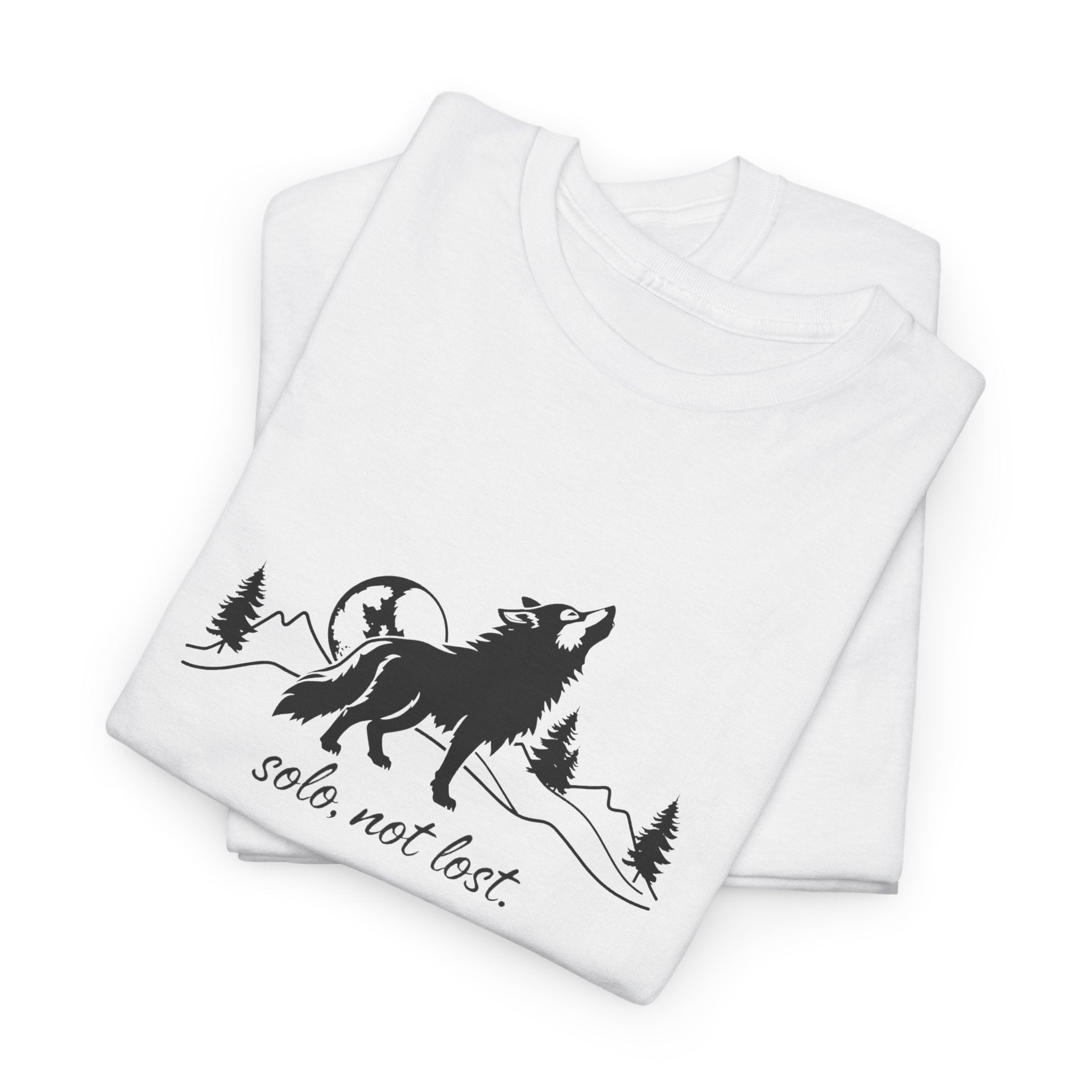 Howling Wolf T-Shirt — 'Solo, Not Lost' Mountain Graphic Tee