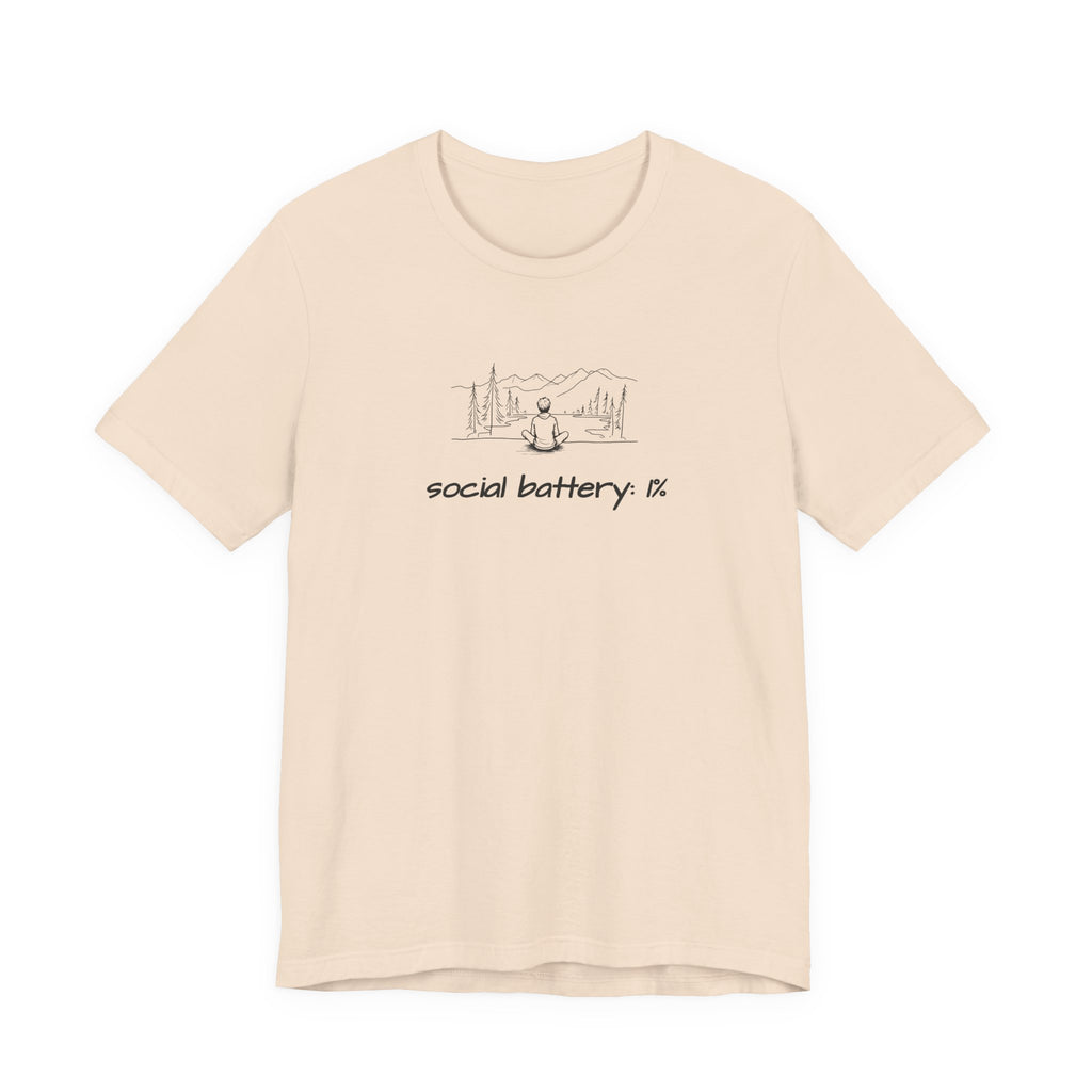 Social Battery Low T-Shirt — Minimal Nature Camping Graphic Introvert Tee