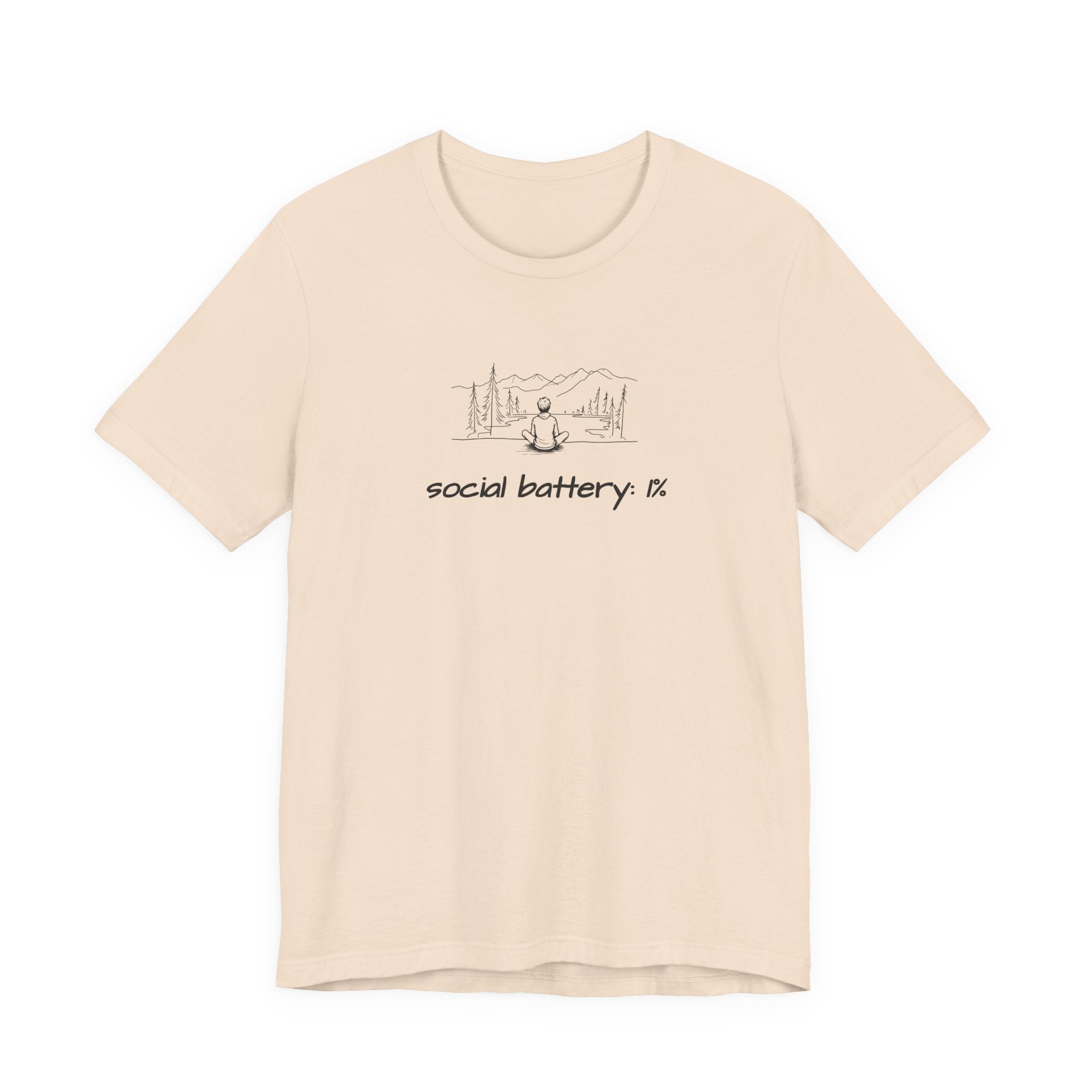 Social Battery Low T-Shirt — Minimal Nature Camping Graphic Introvert Tee