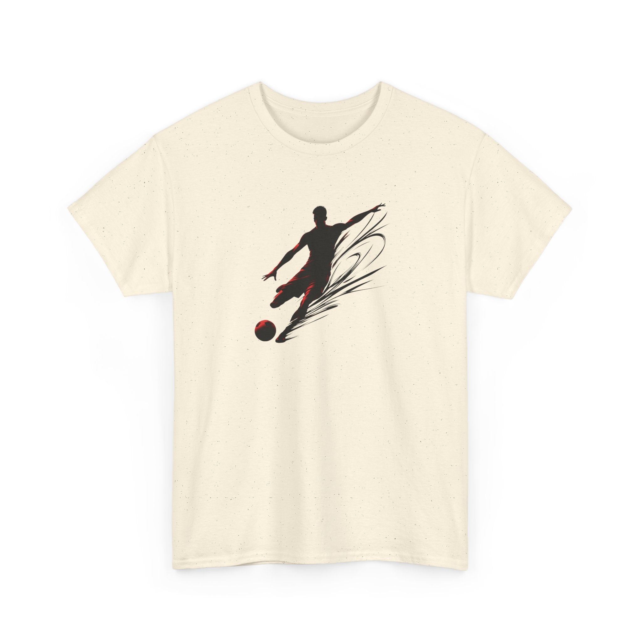Soccer Player Silhouette Tee — Dynamic Kick Football T-Shirt