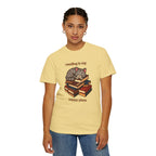 Reading Is My Happy Place T-Shirt — Cute Cat on Books Graphic Tee