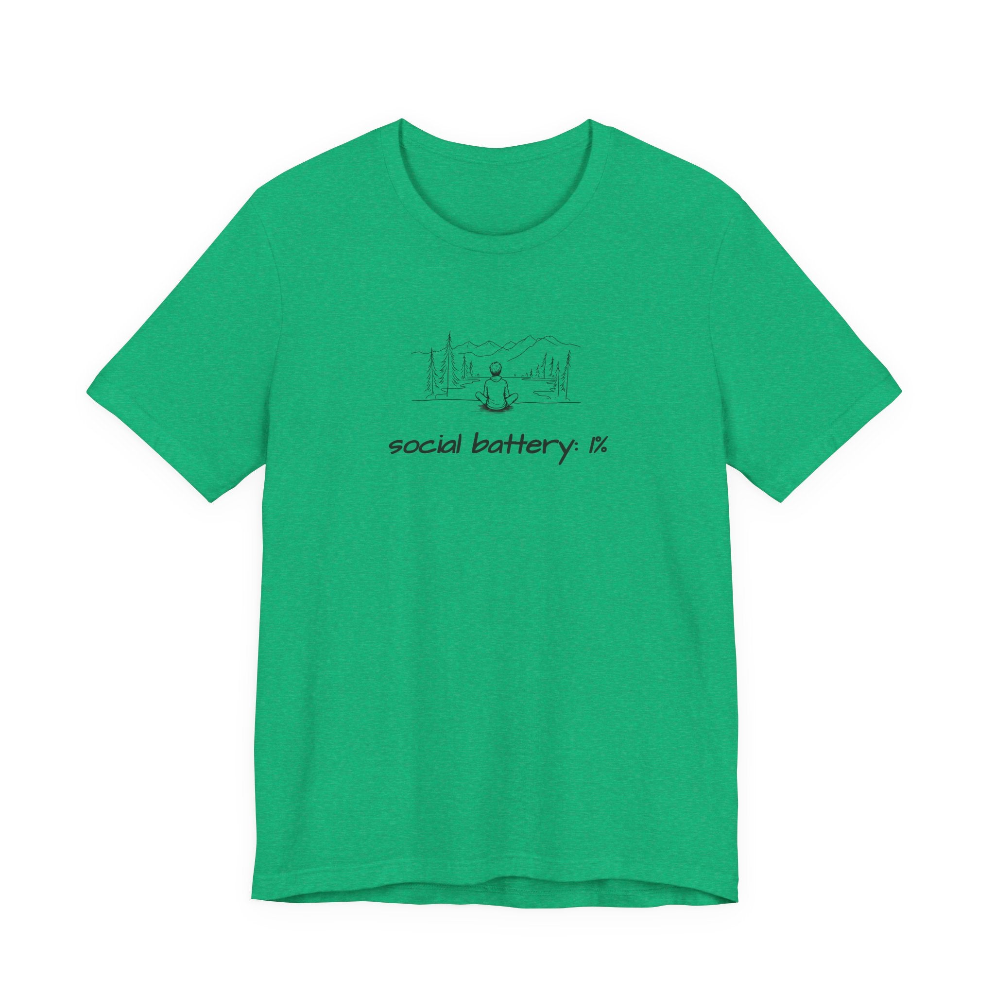 Social Battery Low T-Shirt — Minimal Nature Camping Graphic Introvert Tee