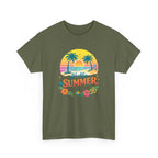 Hello Summer T-Shirt — Tropical Beach Palm Tree Graphic Tee