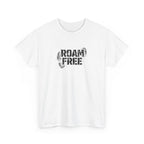 Roam Free T-Shirt — Outdoor Adventure Tee with Boot Print Graphic