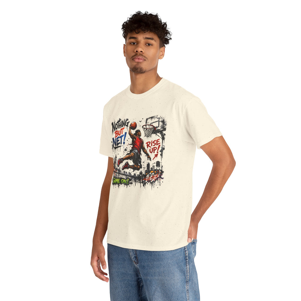 Basketball Dunk Tee — "Nothing But Net! Rise Up" Graphic Street Basketball T‑Shirt