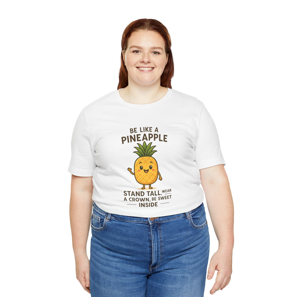 Pineapple Inspirational Tee – "Be Like a Pineapple: Stand Tall, Wear a Crown, Be Sweet Inside"