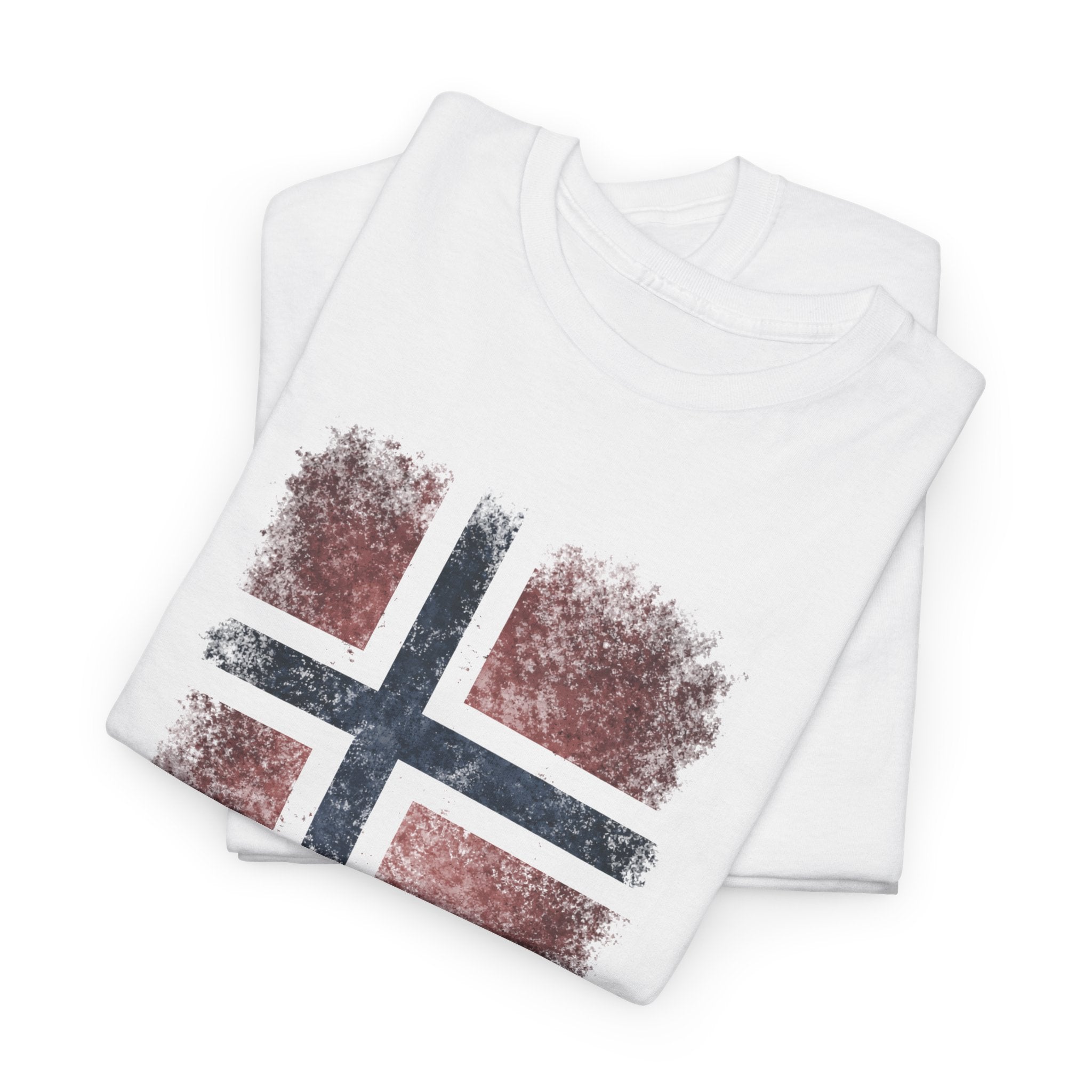 Norway Flag Hiking T‑Shirt – Hiker Silhouette on Rustic Norwegian Flag