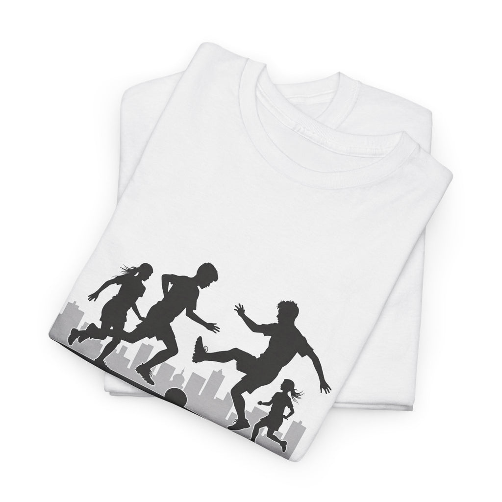 Youth Playing Soccer Silhouette Tee – Fun Outdoor Play Graphic T‑Shirt