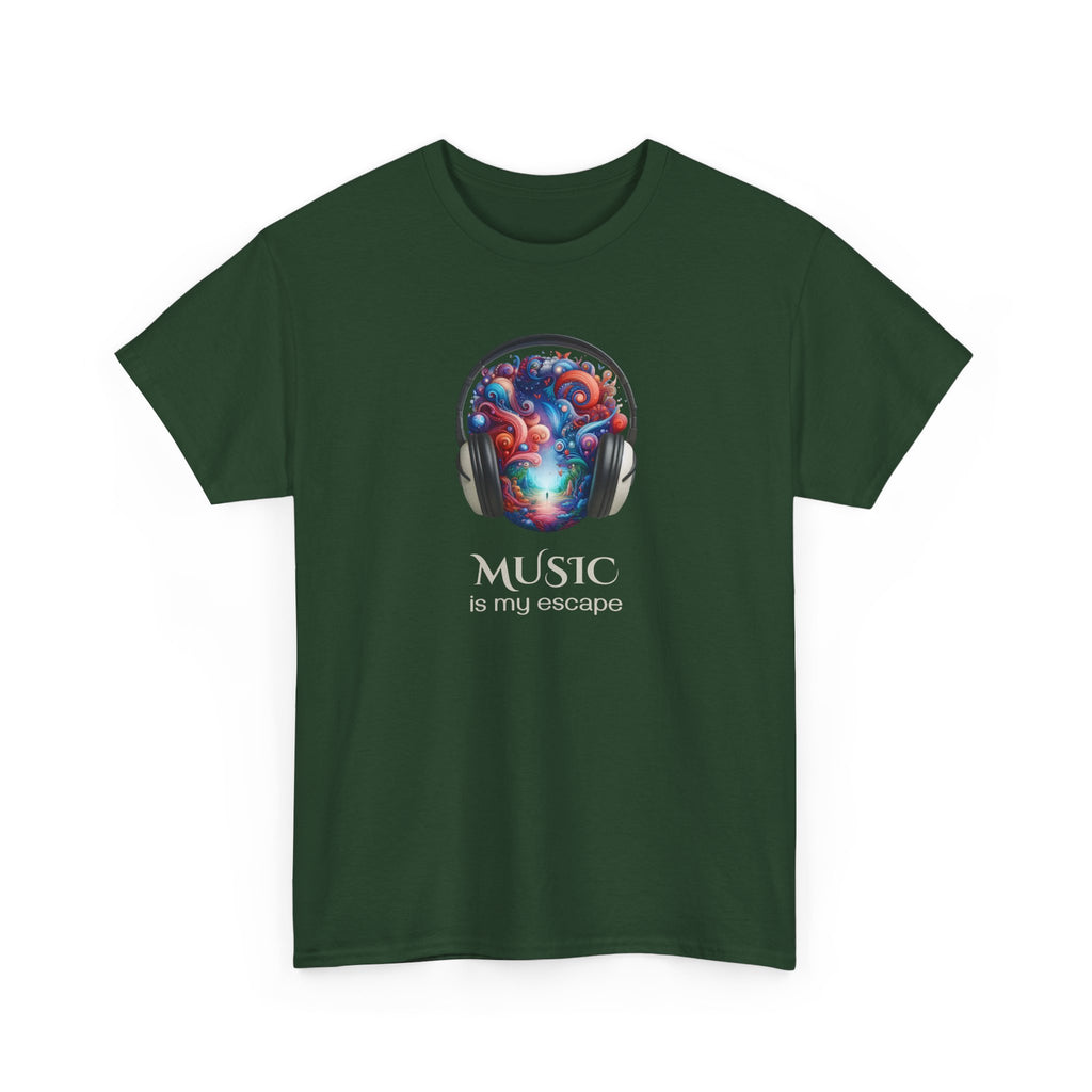 Music Is My Escape T-Shirt — Colorful Headphone Art Tee