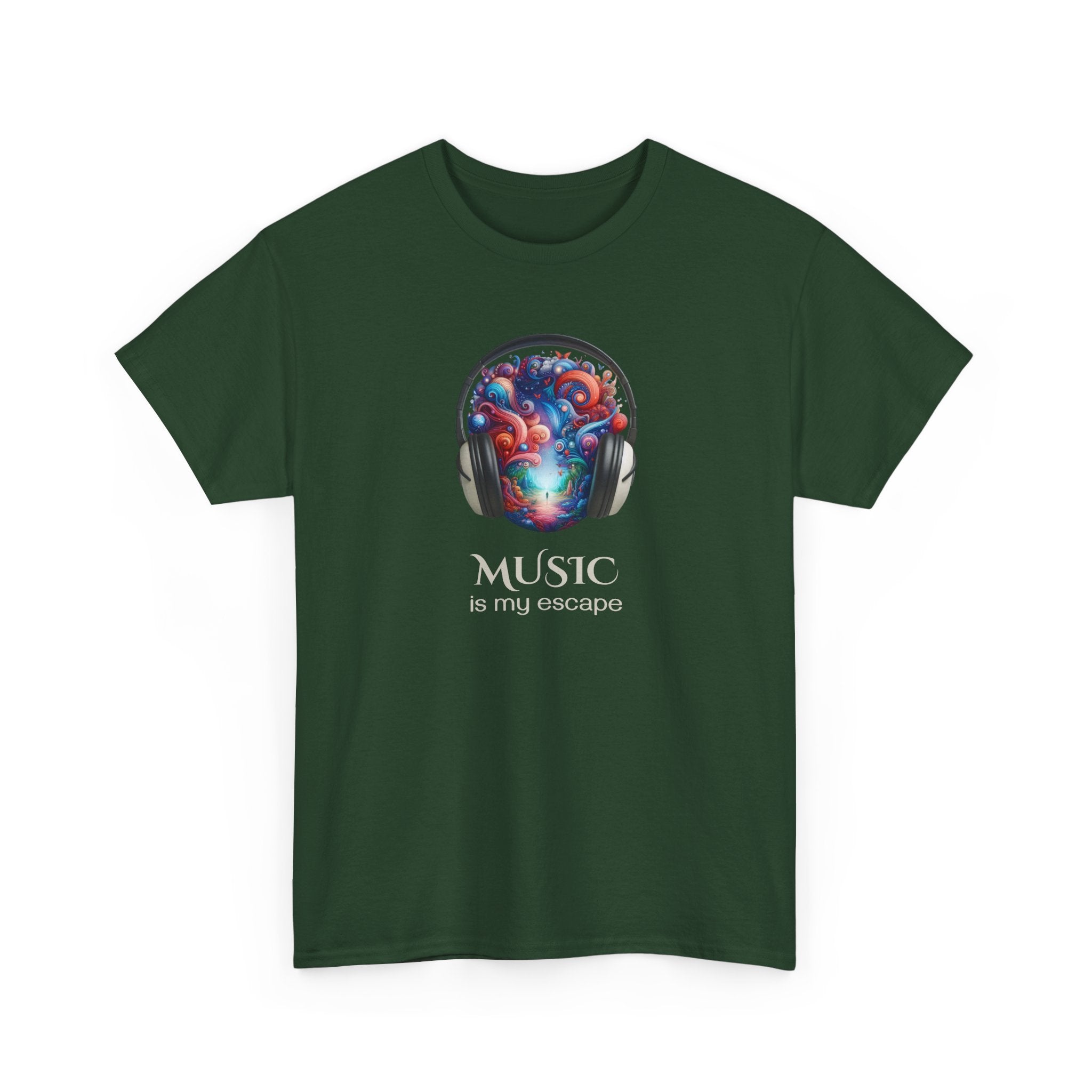 Music Is My Escape T-Shirt — Colorful Headphone Art Tee