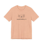 Social Battery Low T-Shirt — Minimal Camping Nature Graphic Introvert Tee