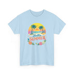 Hello Summer T-Shirt — Tropical Beach Palm Tree Graphic Tee