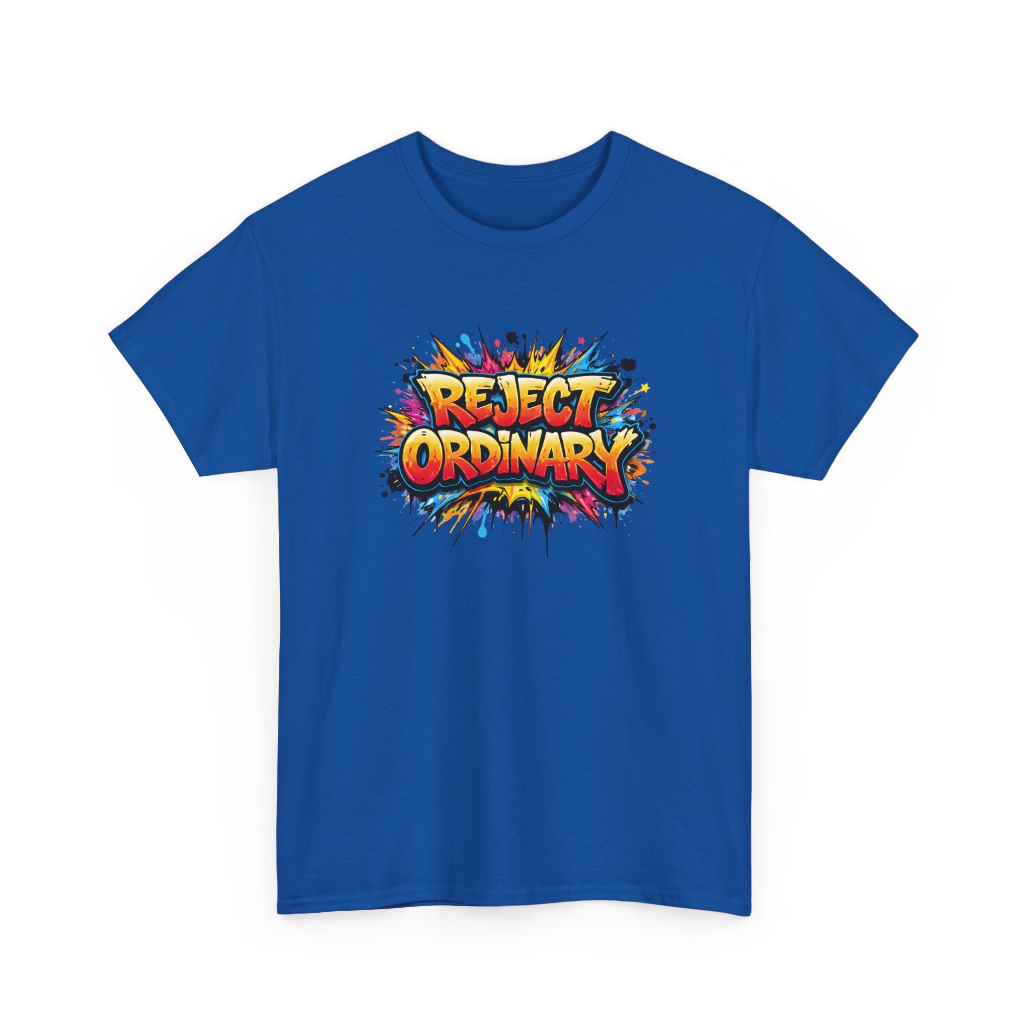 Reject Ordinary T-Shirt — Bold Colorful Graphic Tee for Creative Rebels