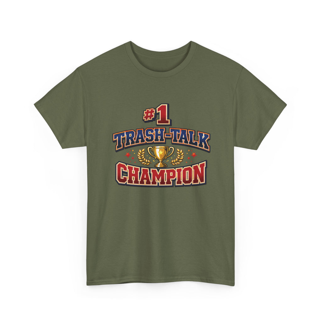 Trash Talk Champion T-Shirt — #1 Trophy Graphic Tee for Gamers & Sports Fans