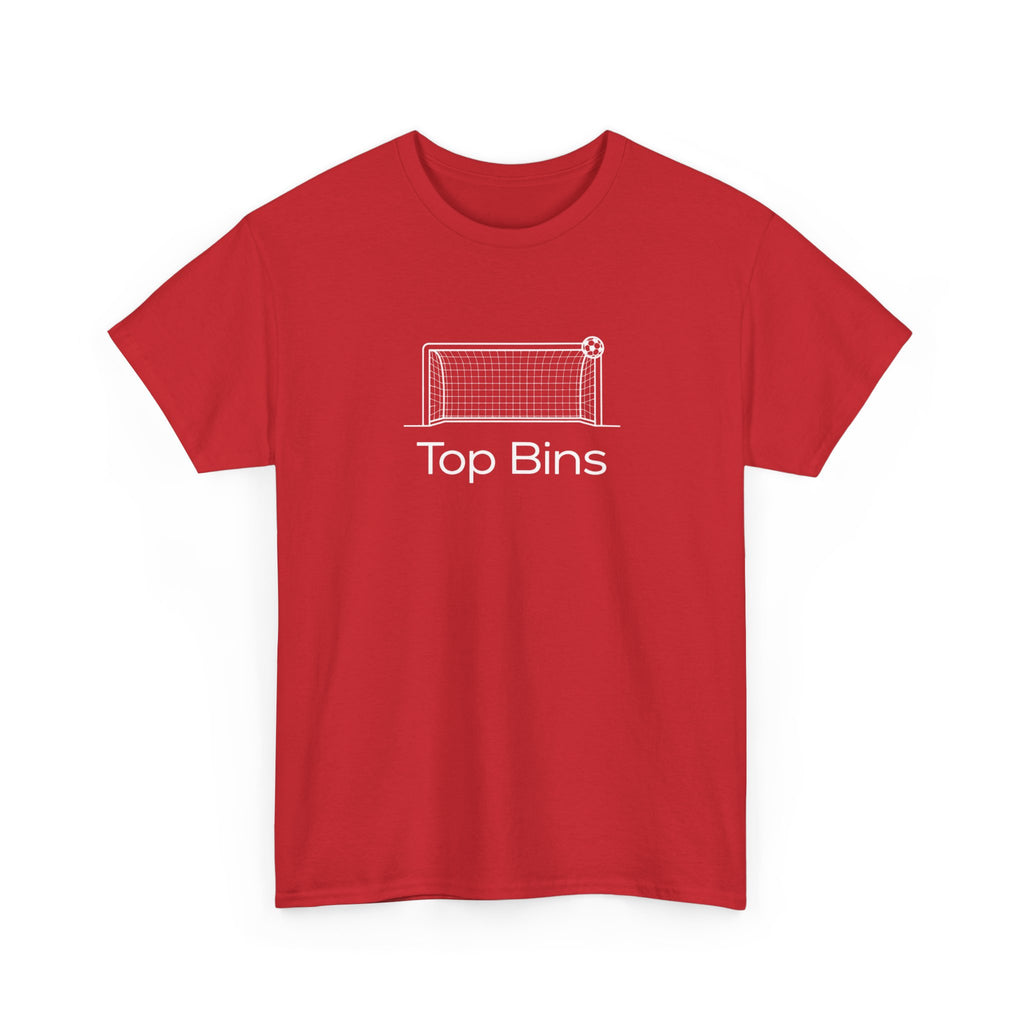 Top Bins T-Shirt – Minimal Soccer Goal Graphic Tee