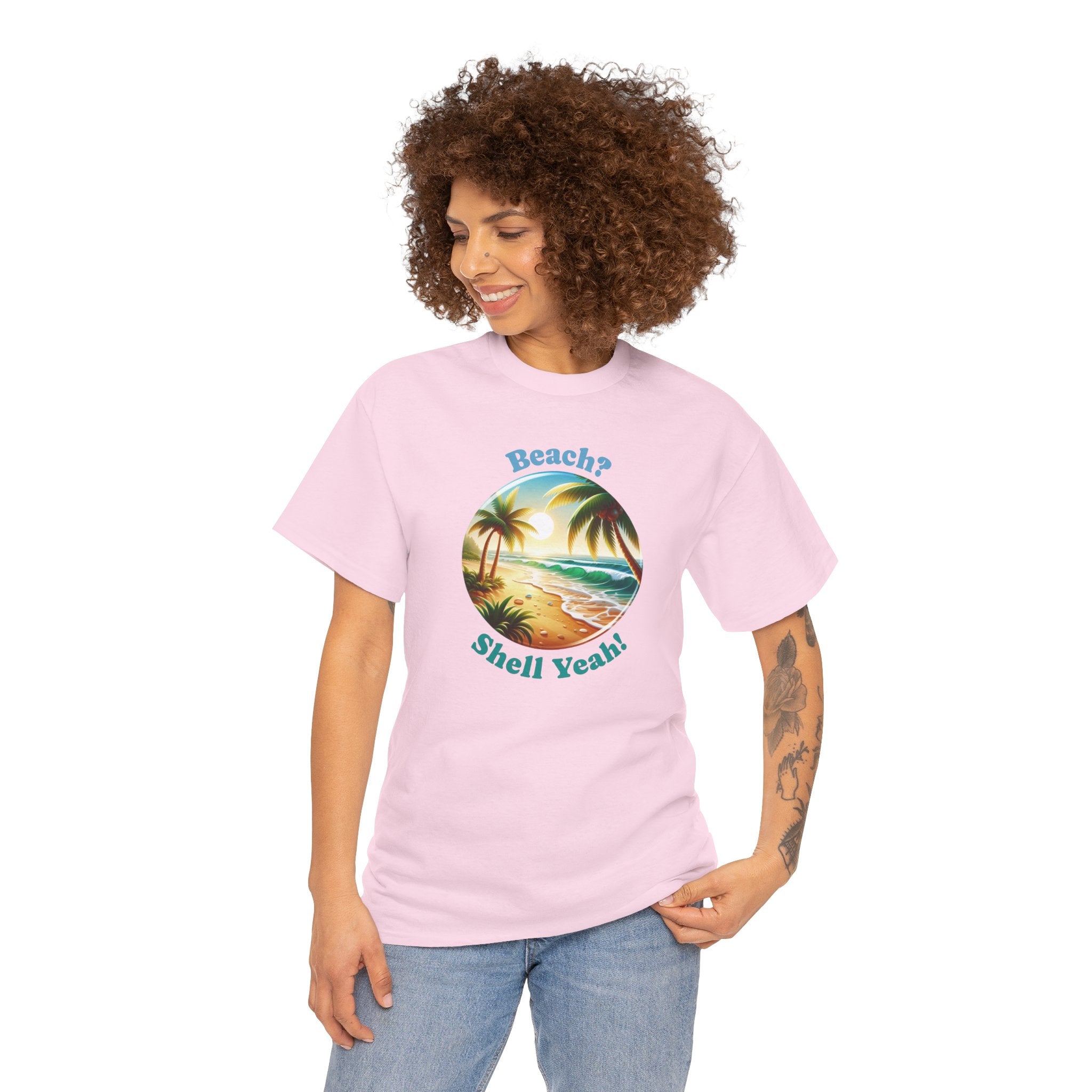 Beach? Shell Yeah! Tropical Sunset Summer Beach T-Shirt