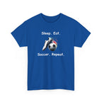 Soccer T-Shirt — "Sleep. Eat. Soccer. Repeat." Youth & Adult Crew Tee
