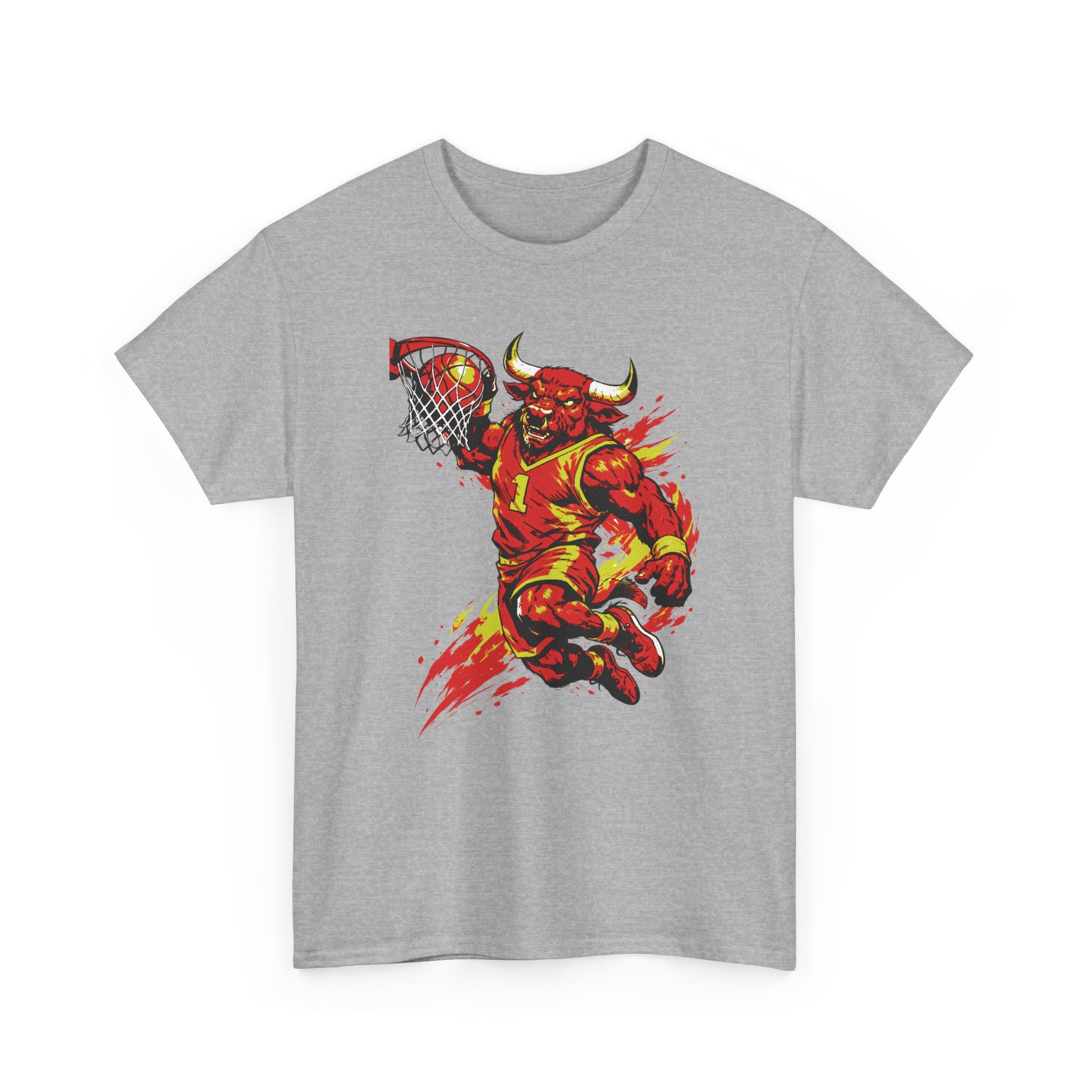Basketball Bull Graphic Tee — Fierce Red Basketball Player Shirt