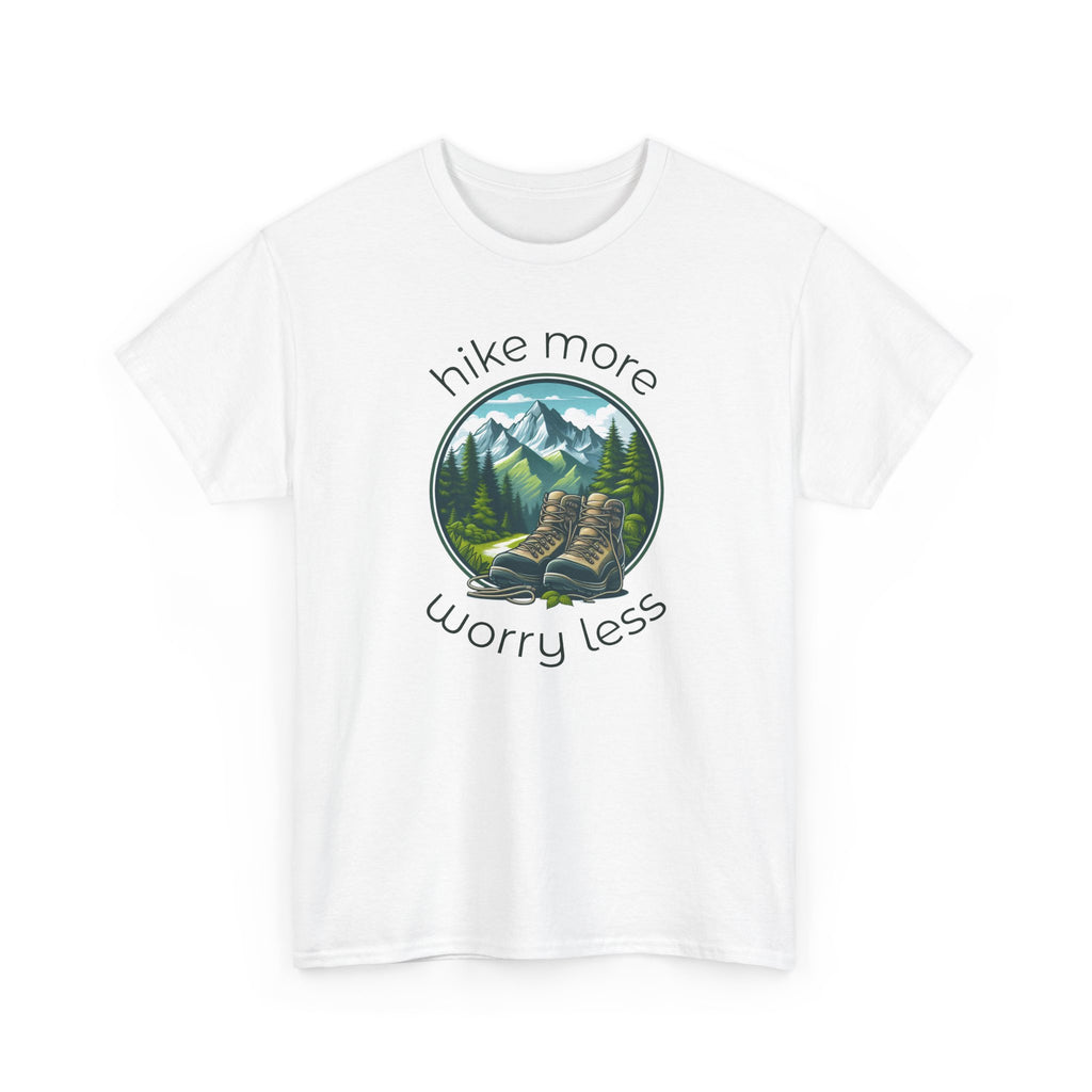 Hike More Worry Less T-Shirt — Nature Hiking Graphic Tee