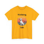 Fishing Lab T-Shirt — Retro Sunset Labrador Fishing Tee for Dog Lovers