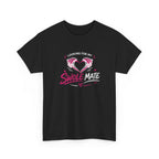 gym t-shirt with 'Looking for my swole mate' graphic design on a white background